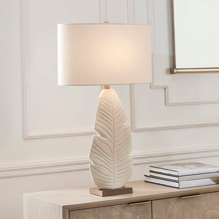 PALM LEAF WHITE TABLE LAMP