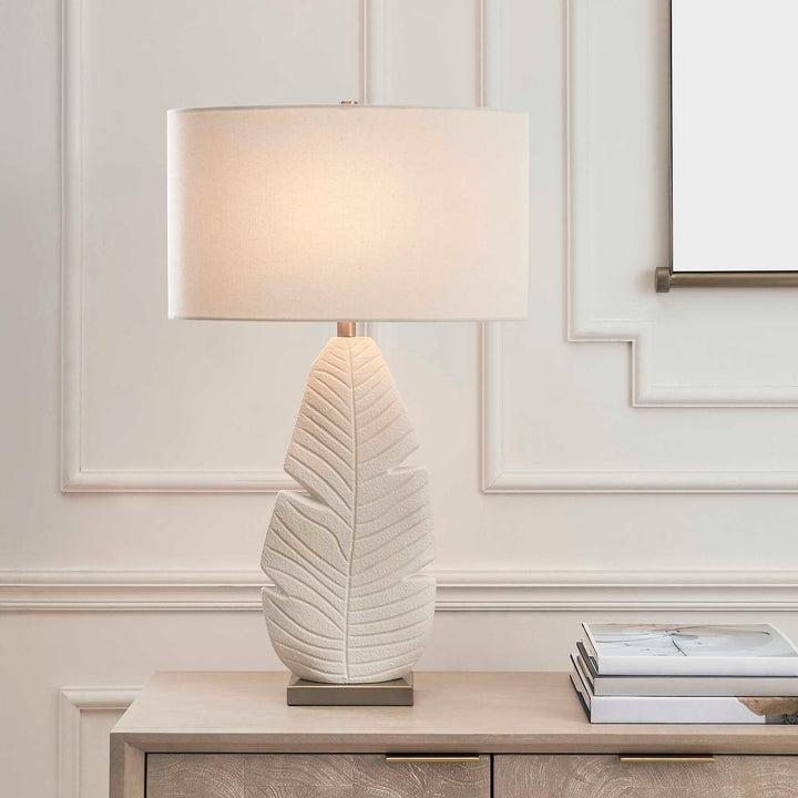 PALM LEAF WHITE TABLE LAMP