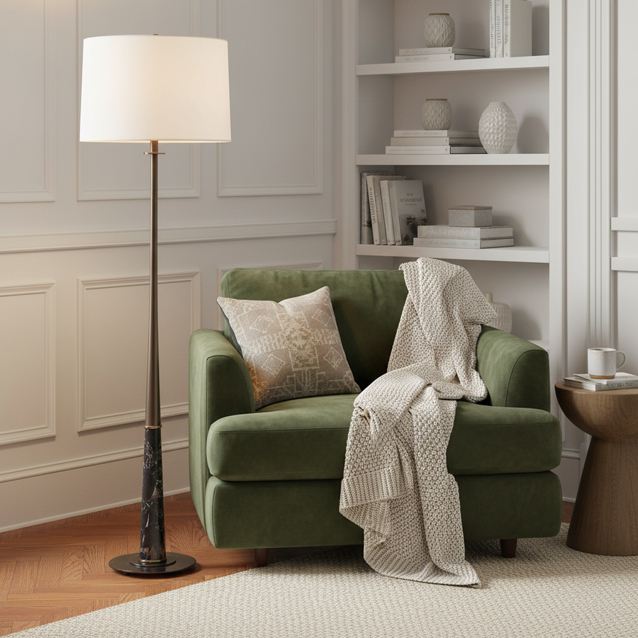 RICO BRASS & MARBLE FLOOR LAMP