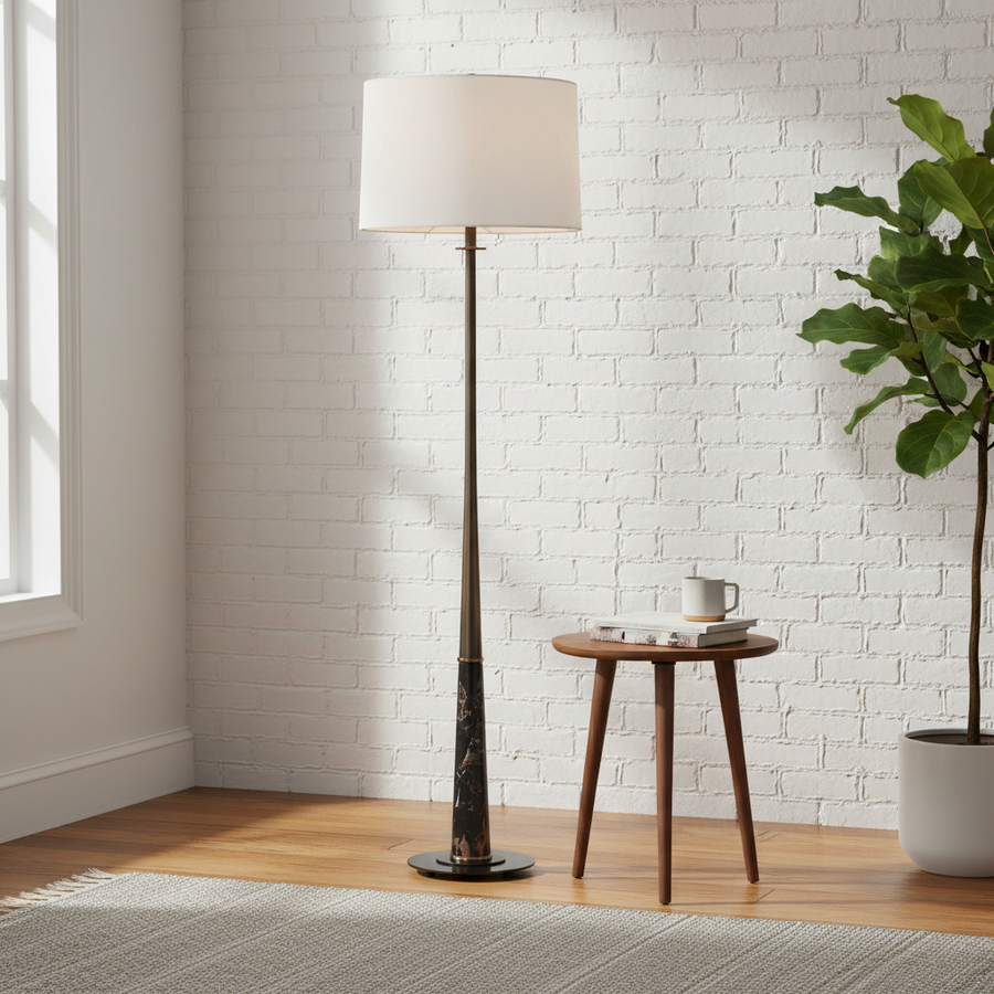 RICO BRASS & MARBLE FLOOR LAMP