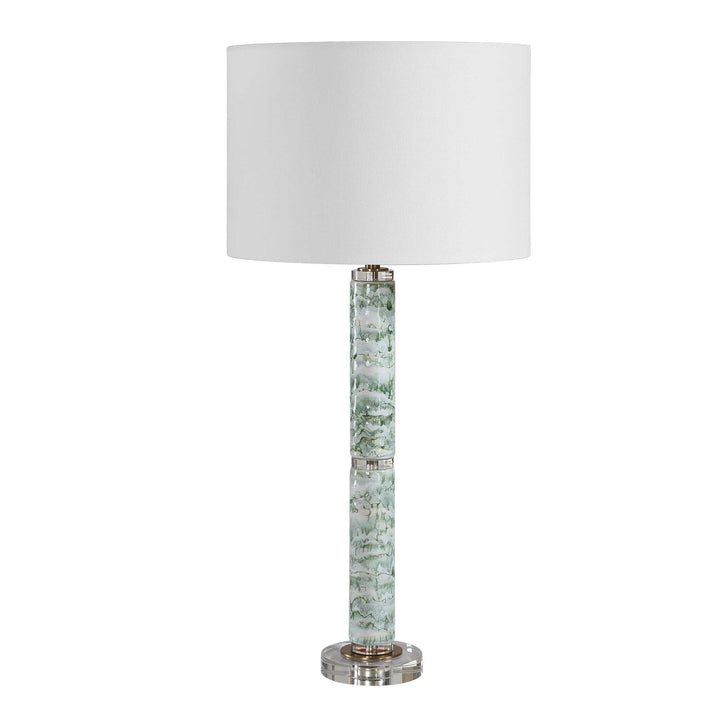 GREEN MARBLED CERAMIC LAMP