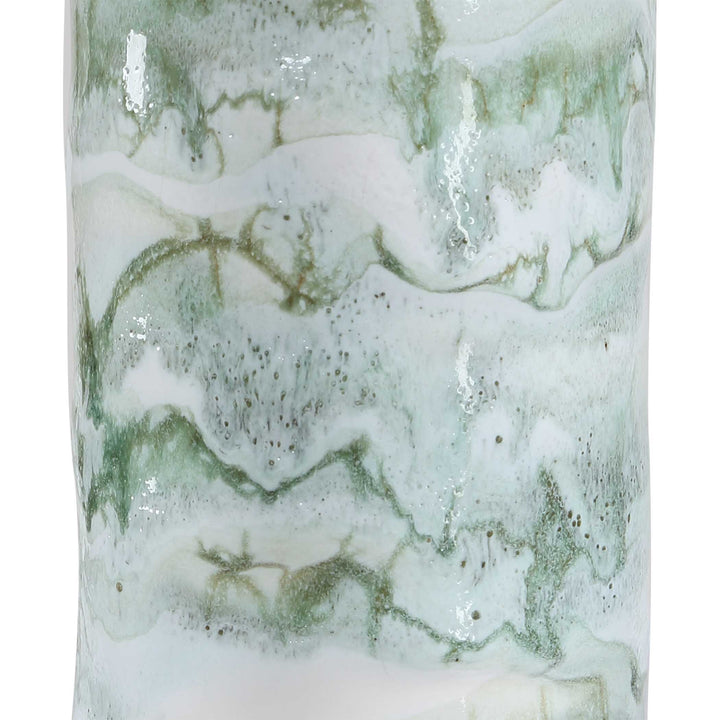 GREEN MARBLED CERAMIC LAMP