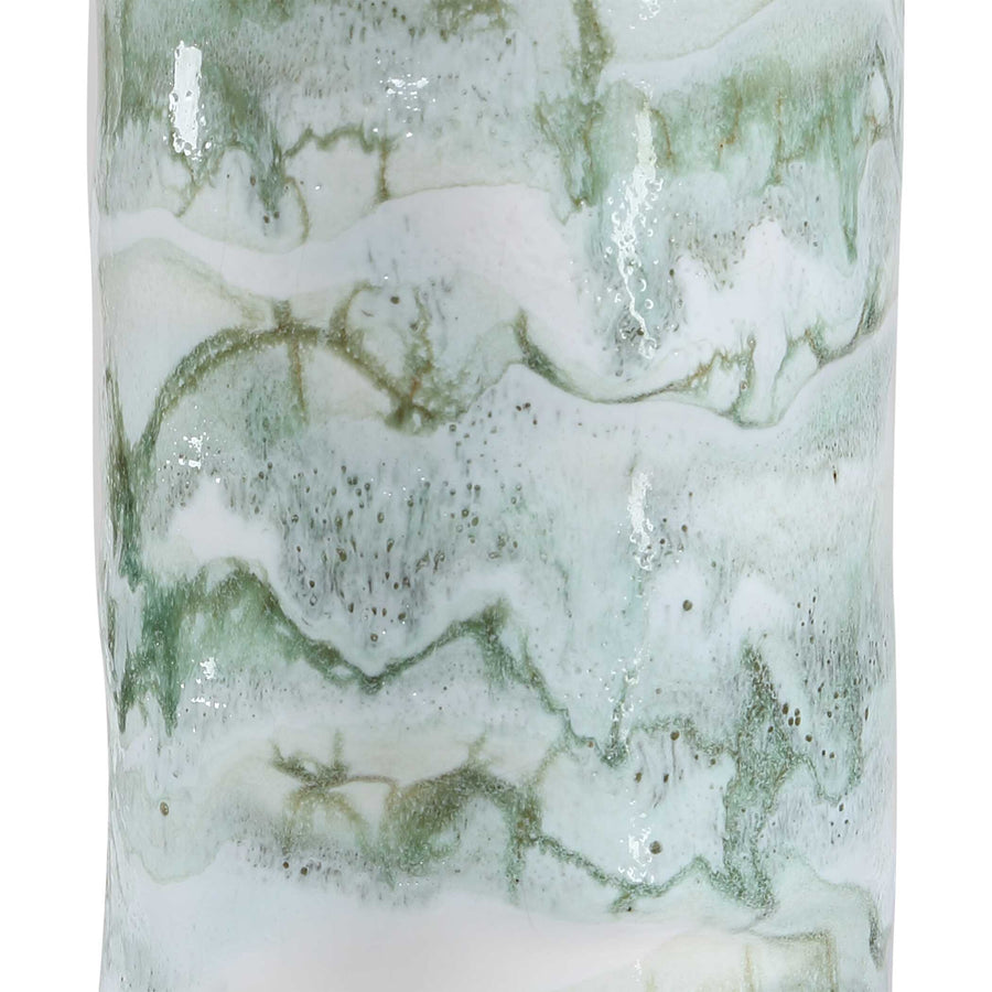 GREEN MARBLED CERAMIC LAMP