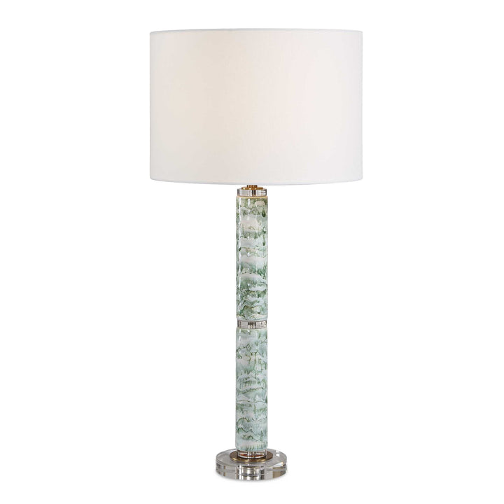 GREEN MARBLED CERAMIC LAMP