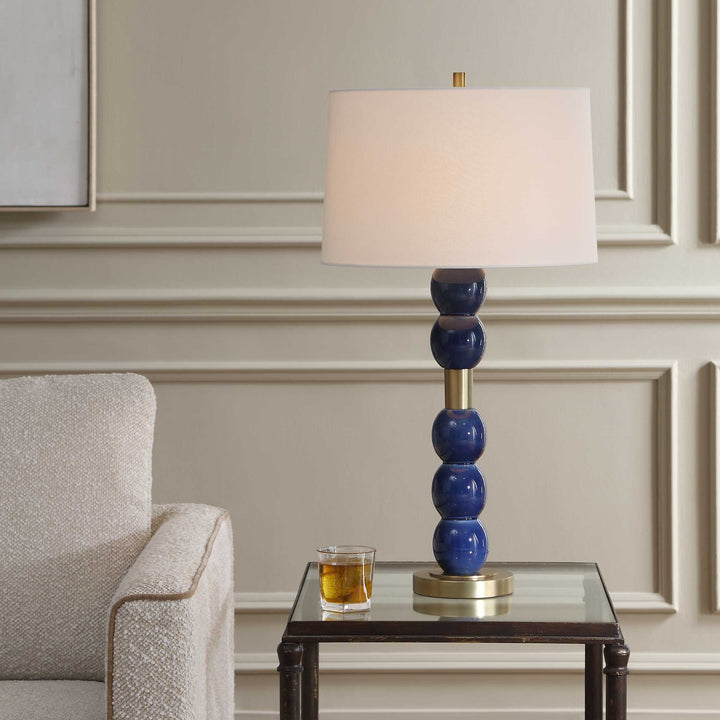 DENIM BLUE GLAZE CERAMIC TABLE LAMP