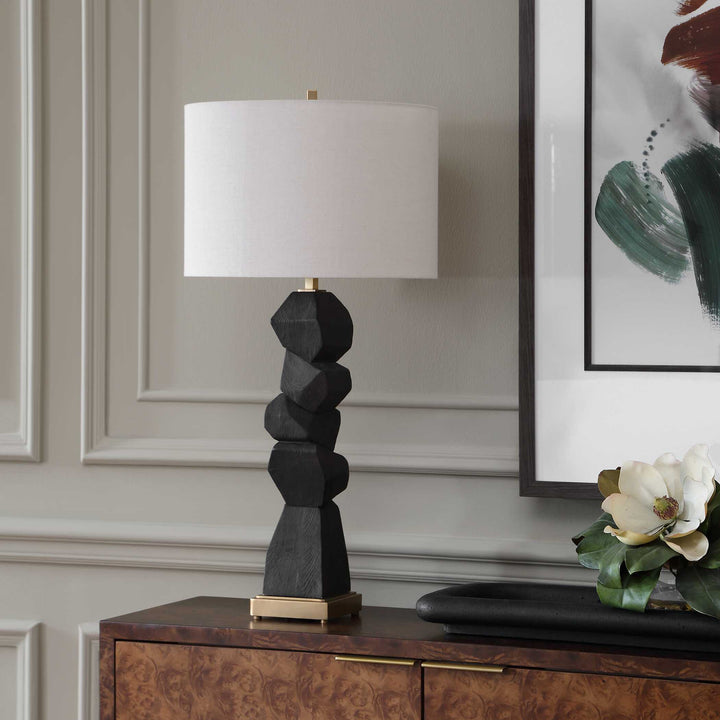 DEMELO STACKED WOOD TABLE LAMP
