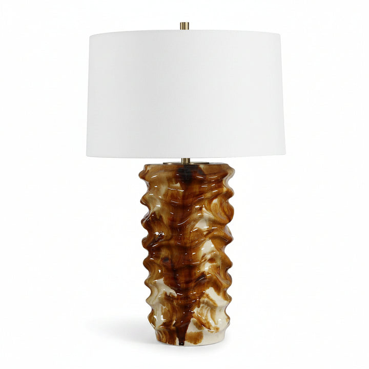 BASSA BROWN & CREAM CERAMIC TABLE LAMP