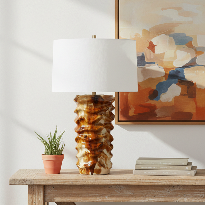 BASSA BROWN & CREAM CERAMIC TABLE LAMP