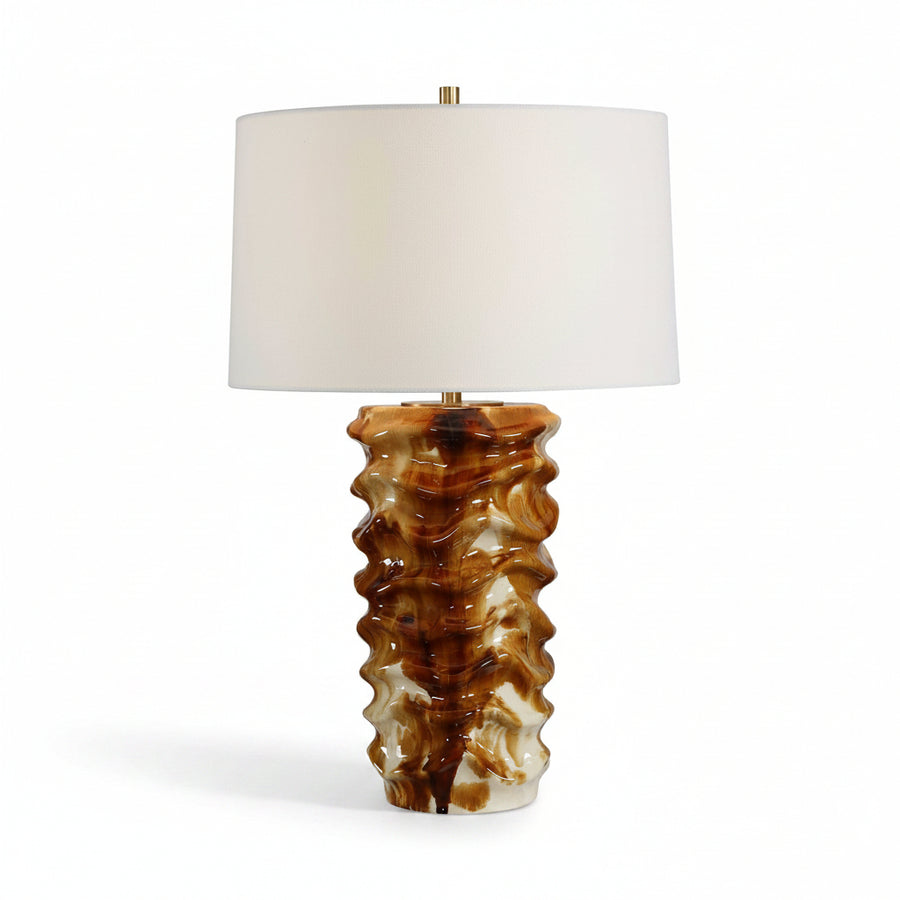 BASSA BROWN & CREAM CERAMIC TABLE LAMP