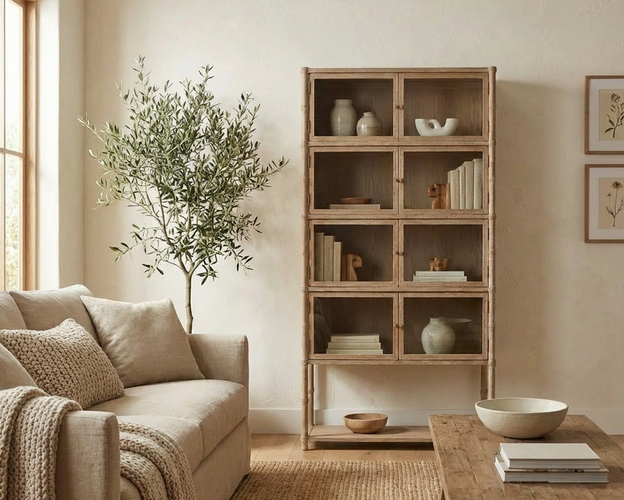 LORELAI LIGHT OAK DISPLAY CABINET