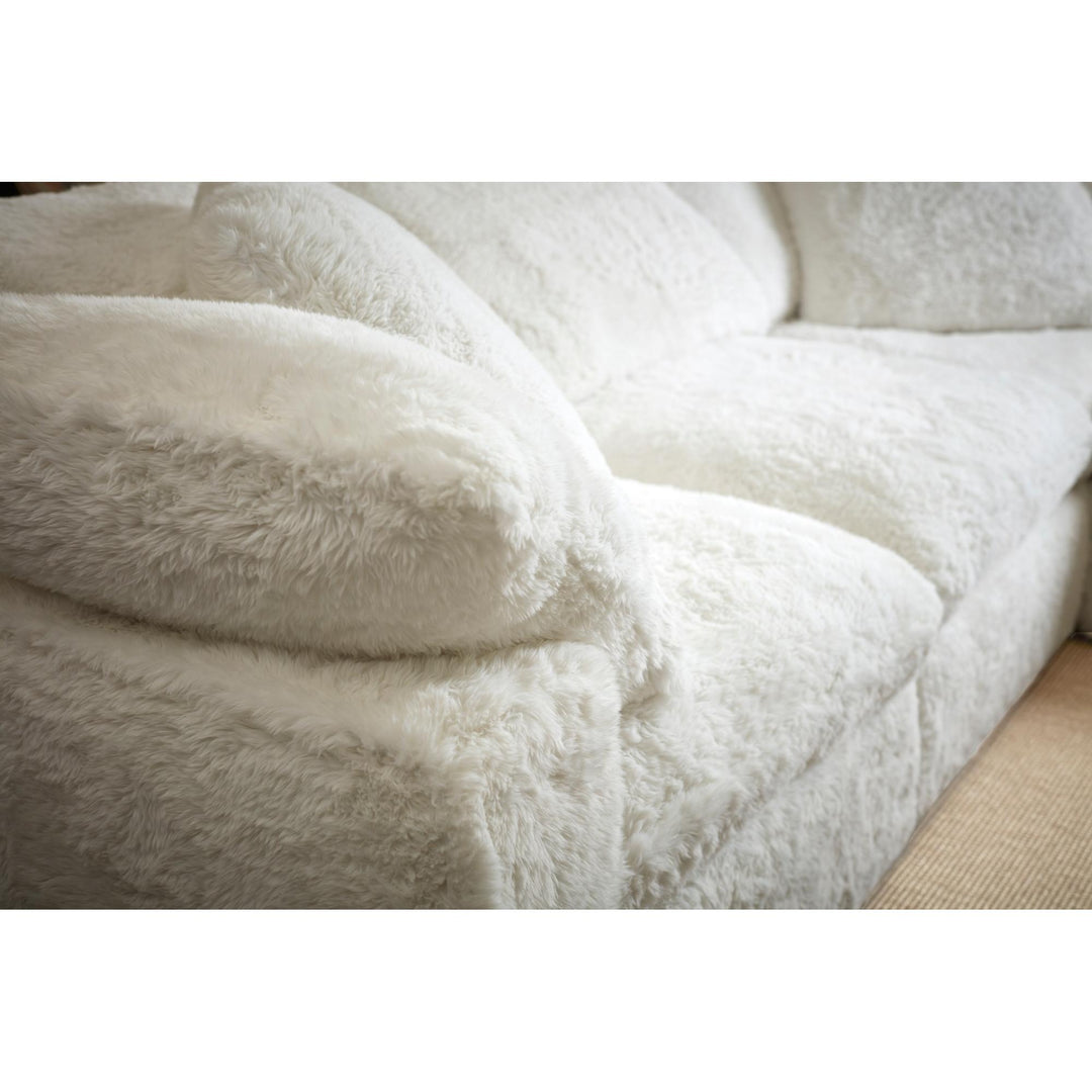 BAREFOOT LONG HAIR FUR SECTIONAL: WHITE