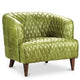 MAGDELAN TUFTED LEATHER ARM CHAIR: GREEN