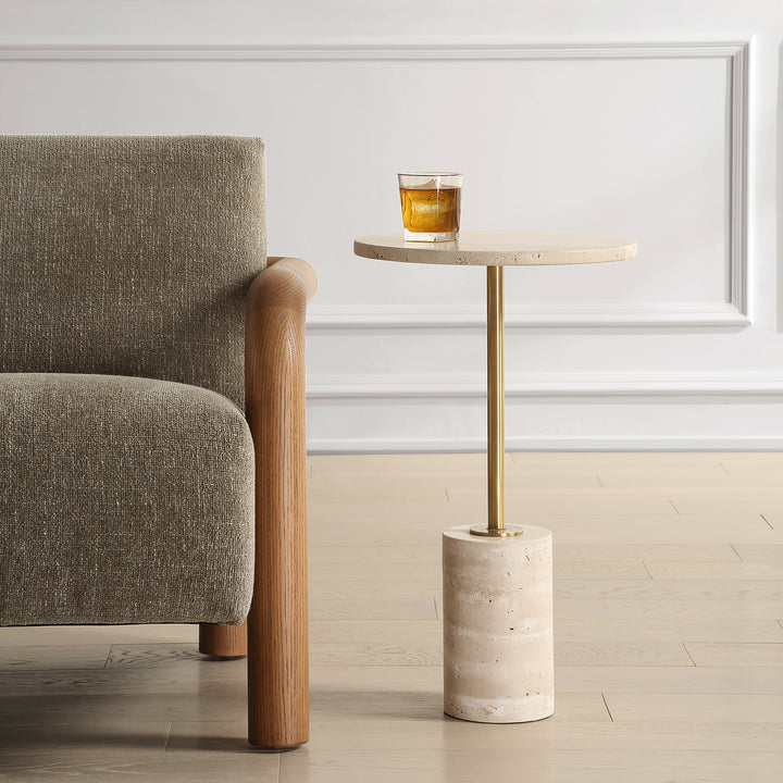 MALYA TRAVERTINE ACCENT TABLE