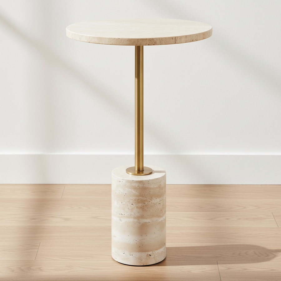 MALYA TRAVERTINE ACCENT TABLE