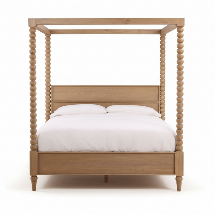 MARCIE NATURAL OAK BEADED POSTER BED