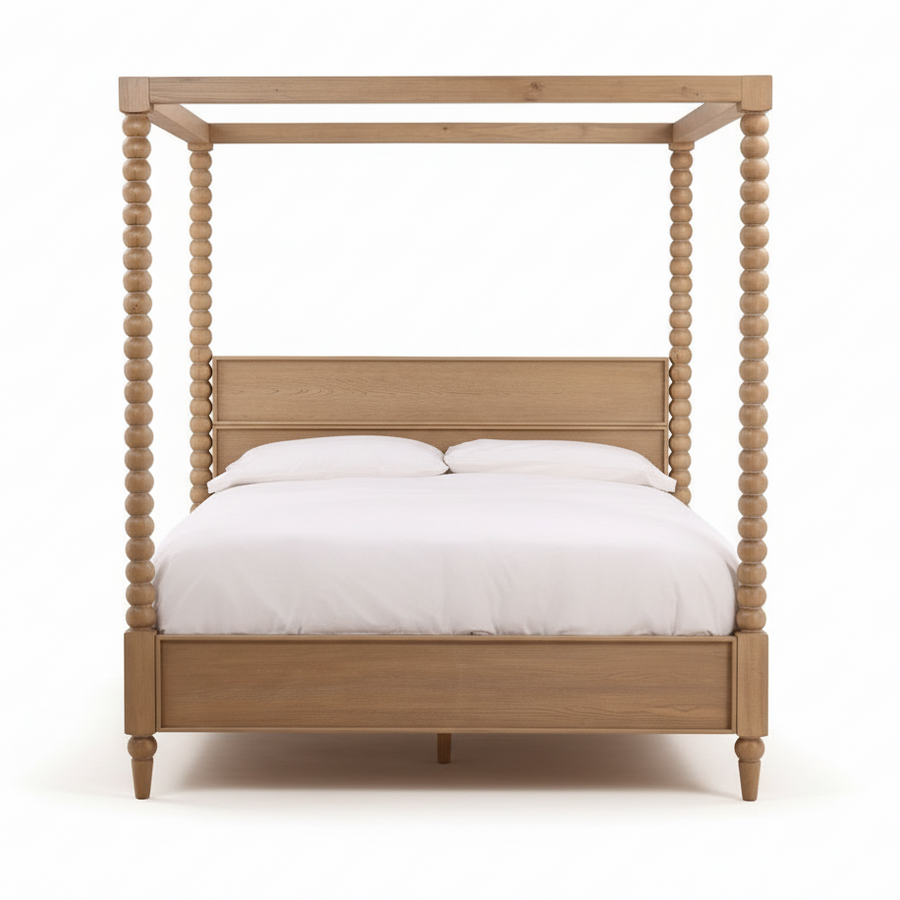 MARCIE NATURAL OAK BEADED POSTER BED