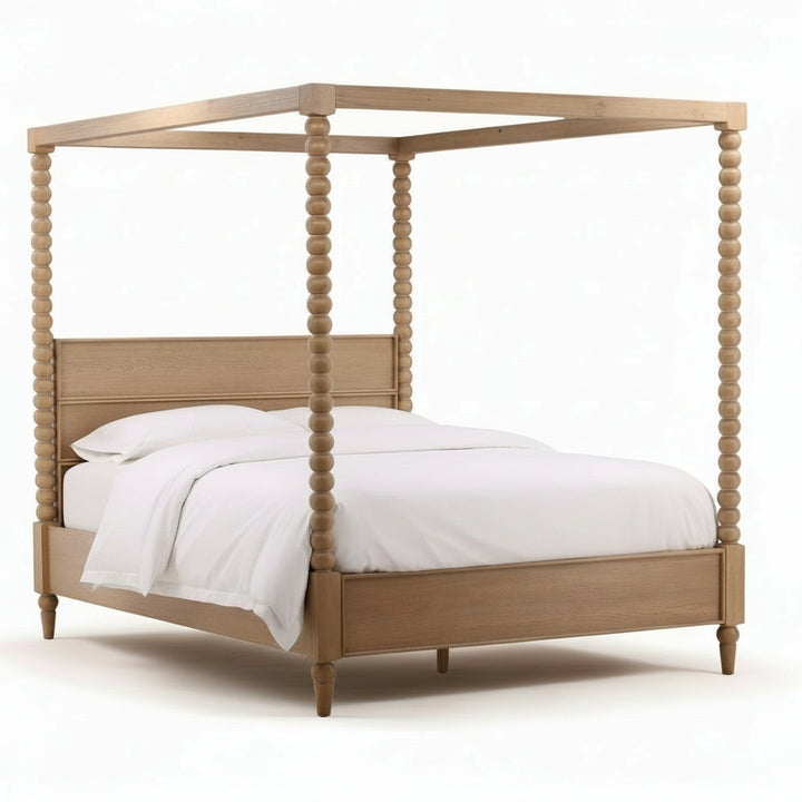 MARCIE NATURAL OAK BEADED POSTER BED