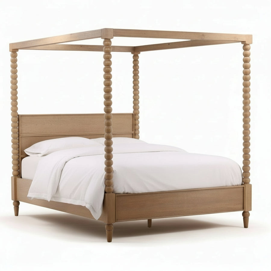 MARCIE NATURAL OAK BEADED POSTER BED