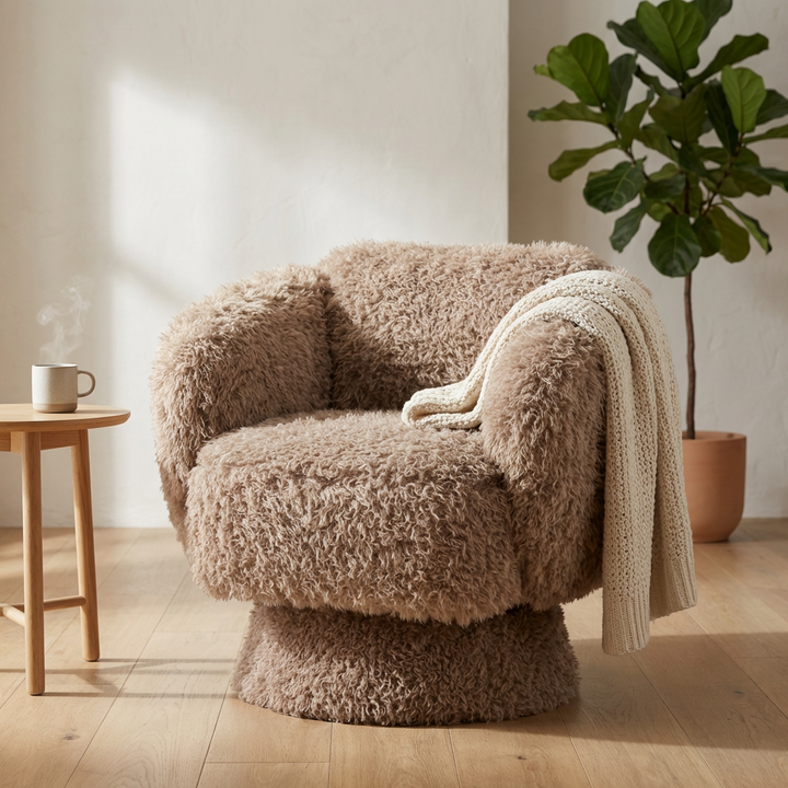 MARI FAUX SHEARLING SWIVEL CHAIR