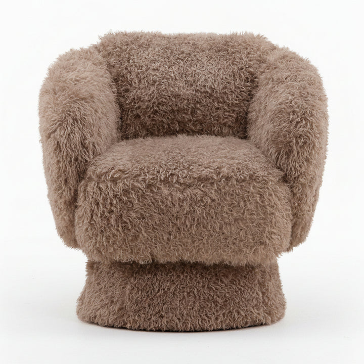 Brown fluffy armchair on a white background