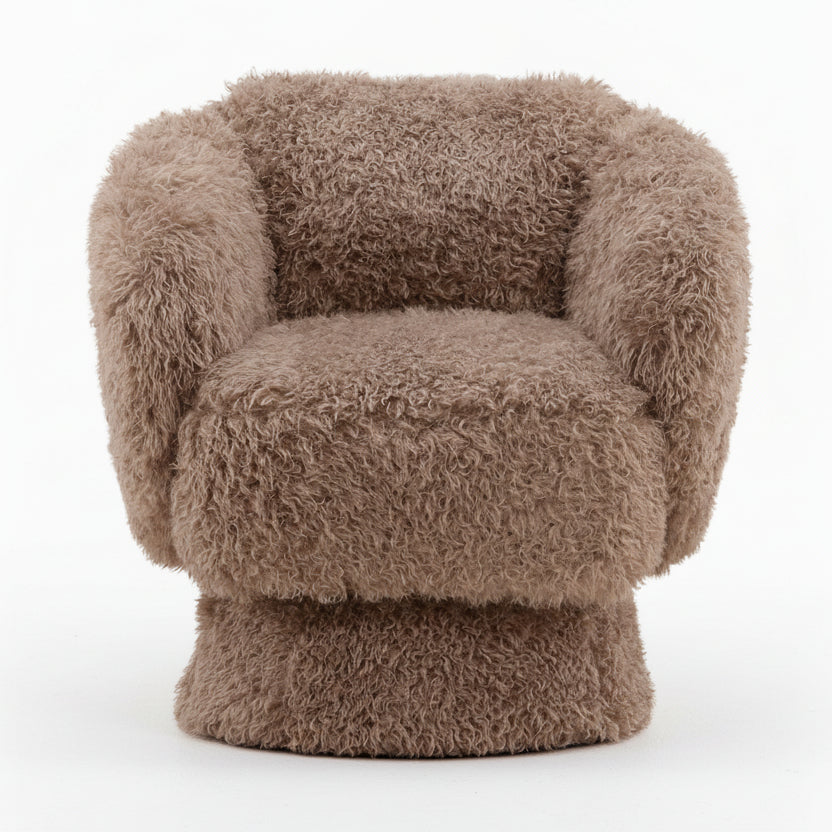 Brown fluffy armchair on a white background