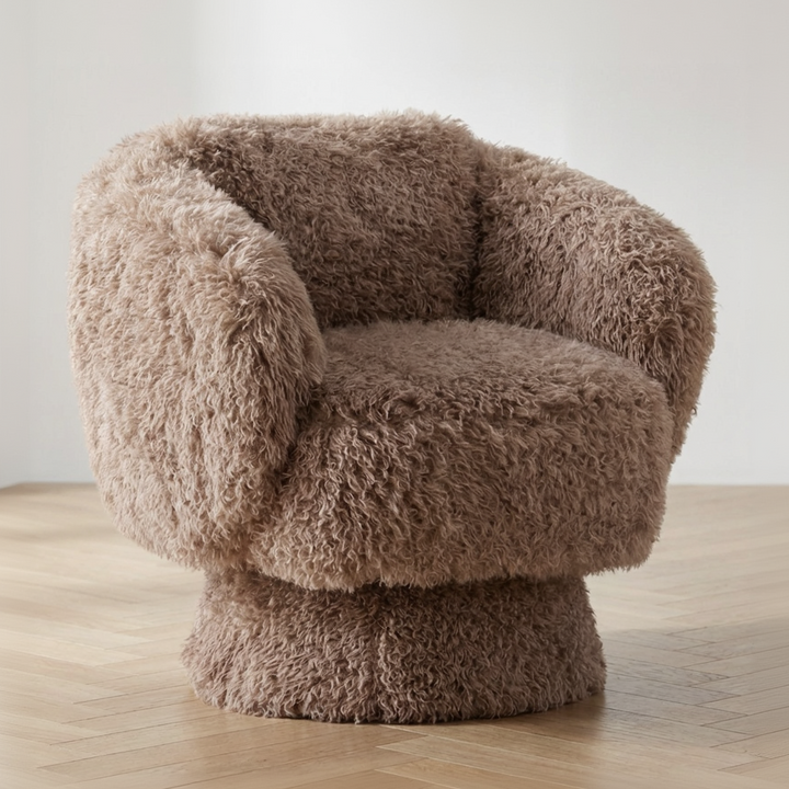 MARI FAUX SHEARLING SWIVEL CHAIR