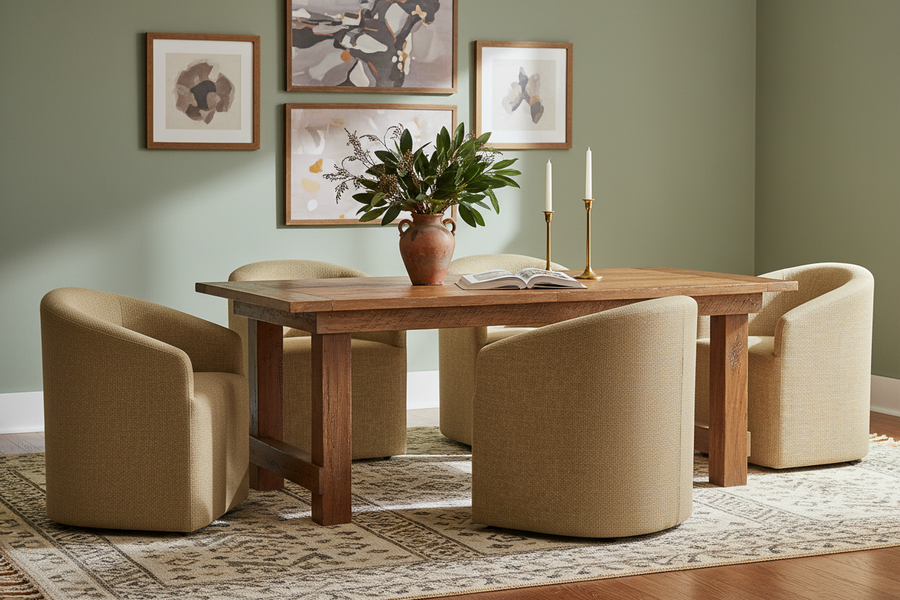 MAVIS DINING CHAIR WITH CASTERS