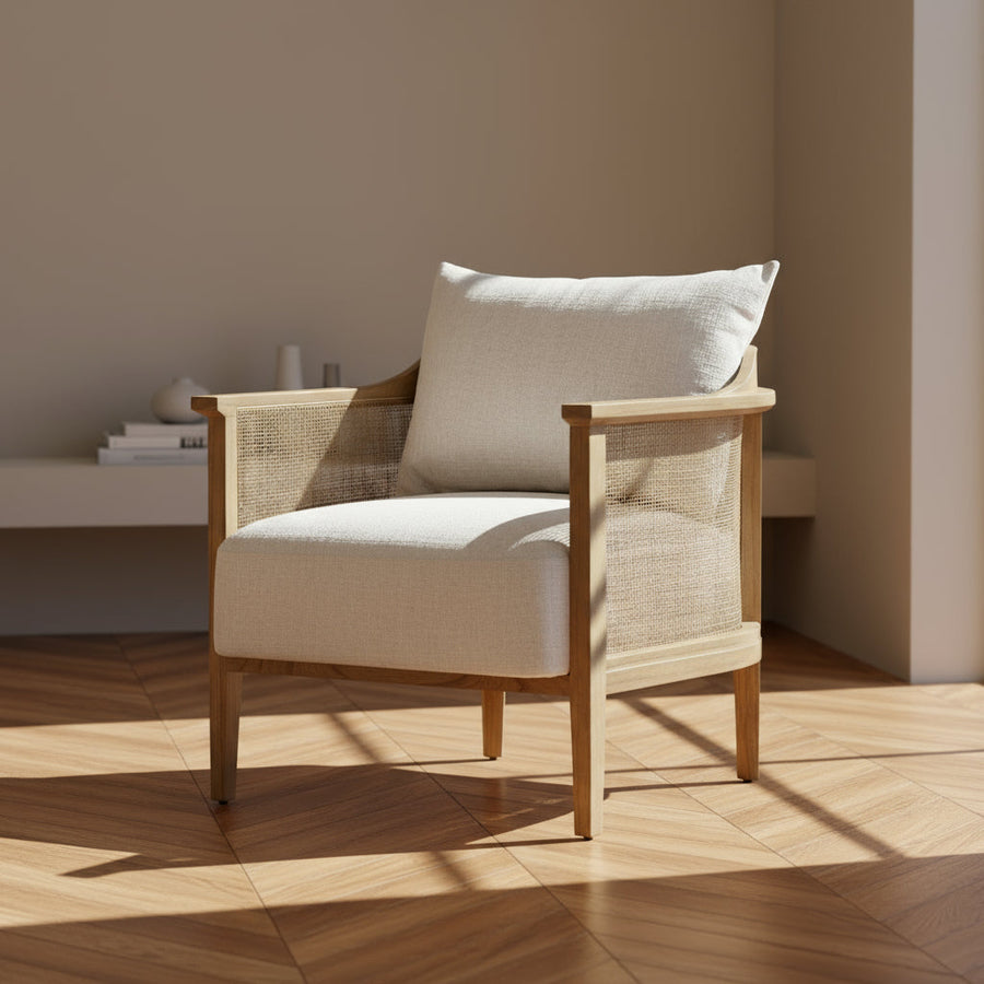 MAZEL CANE PANELED ACCENT CHAIR