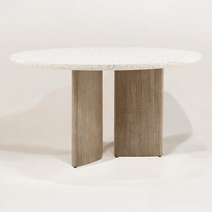 MEKA ROUND INDOOR-OUTDOOR TERRAZZO TOP DINING TABLE