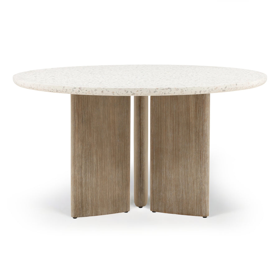 MEKA ROUND INDOOR-OUTDOOR TERRAZZO TOP DINING TABLE