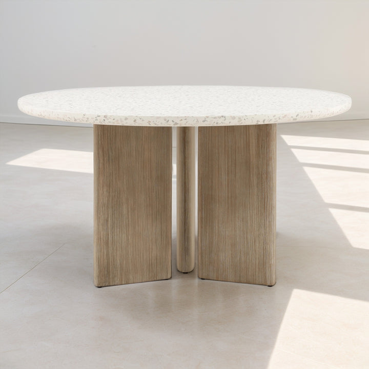 MEKA ROUND INDOOR-OUTDOOR TERRAZZO TOP DINING TABLE