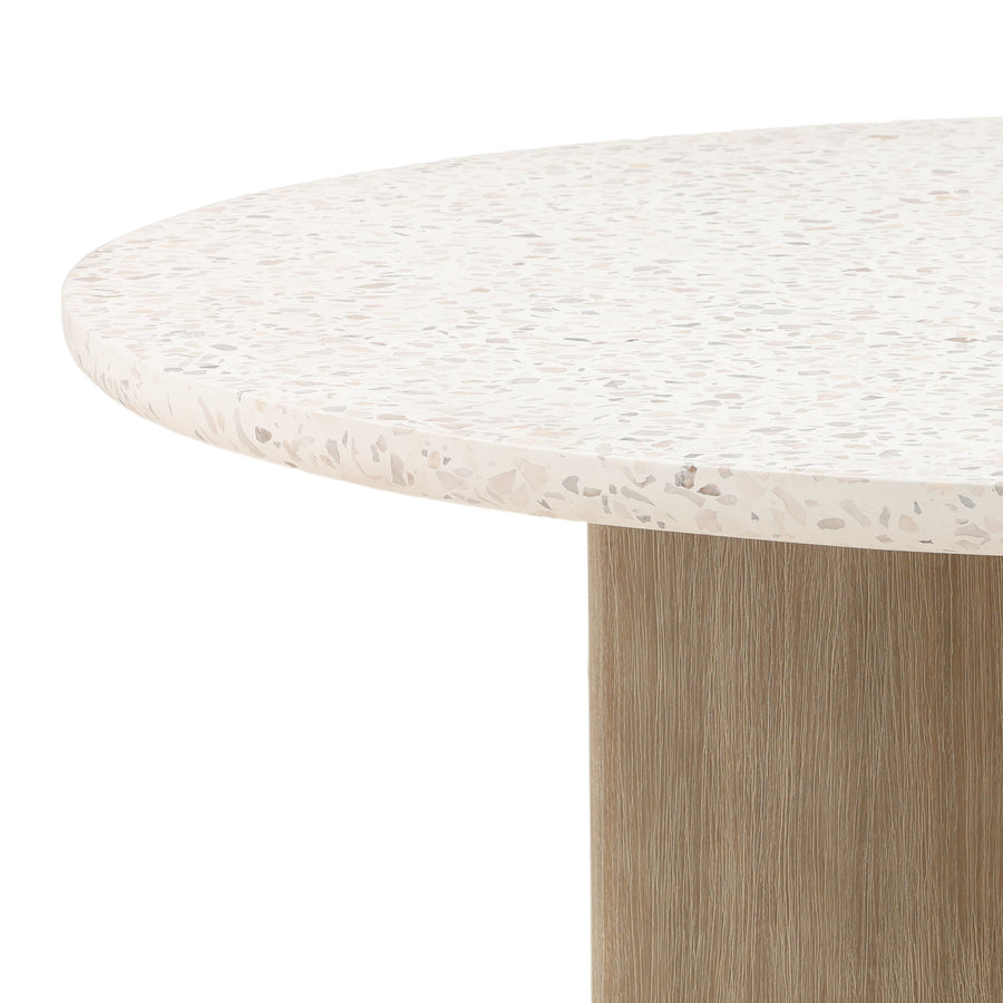 MEKA ROUND INDOOR-OUTDOOR TERRAZZO TOP DINING TABLE