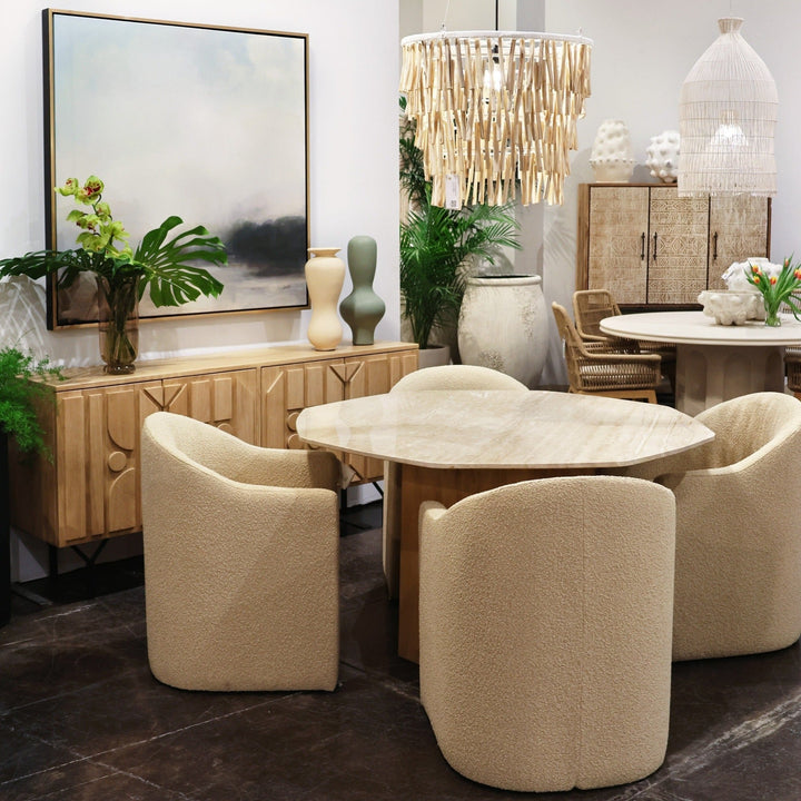 MELBA DINING CHAIR: SAND BOUCLE