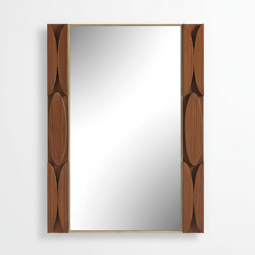 MID-CENTURY WALNUT WOOD MIRROR