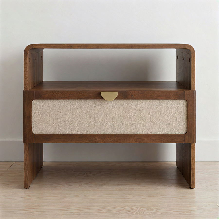 MILO BURLAP & WALNUT NIGHTSTAND