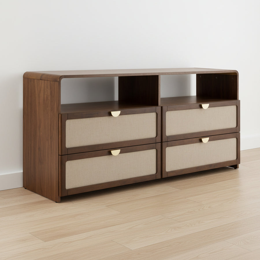 MILO BURLAP & WALNUT DRESSER