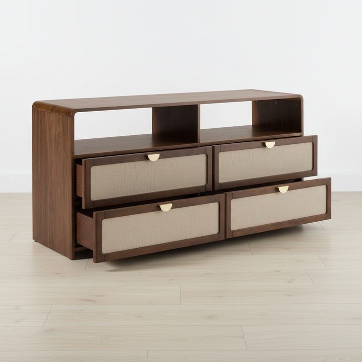 MILO BURLAP & WALNUT DRESSER