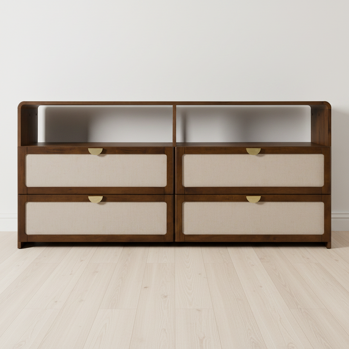 MILO BURLAP & WALNUT DRESSER