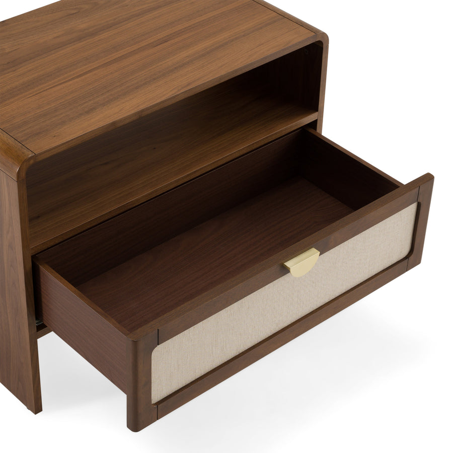MILO BURLAP & WALNUT NIGHTSTAND