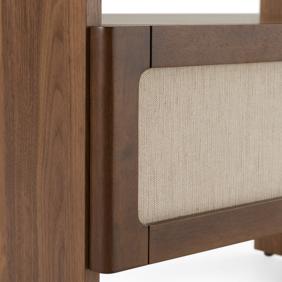 MILO BURLAP & WALNUT NIGHTSTAND