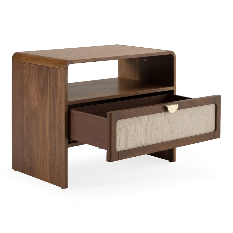 MILO BURLAP & WALNUT NIGHTSTAND