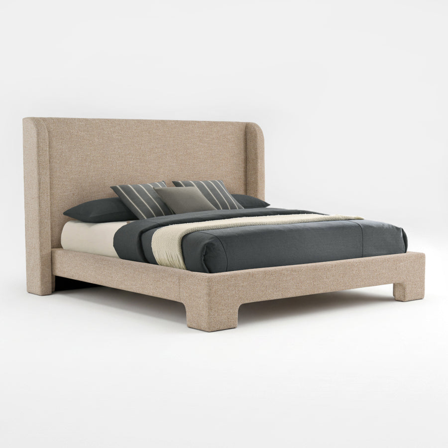 MILO TWEED UPHOLSTERED PLATFORM BED