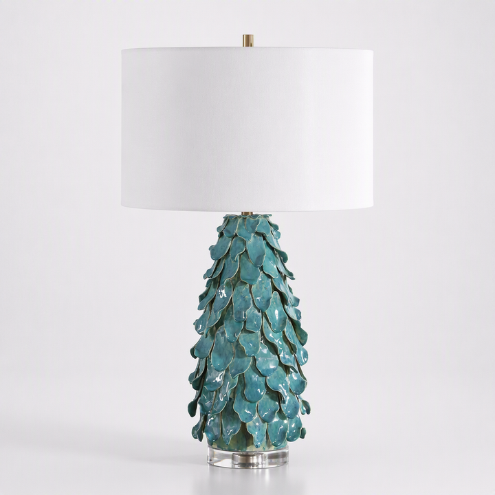 MINA TEAL BLUE CERAMIC TABLE LAMP