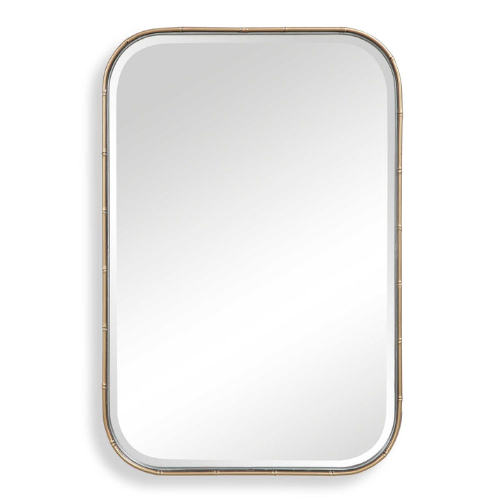 vanity mirror, iron frame with bamboo design, antique gold leaf finish