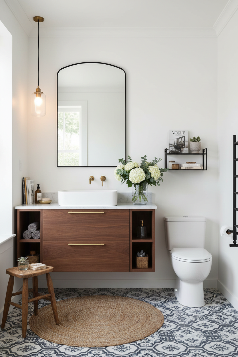 TORDERA BLACK ARCH VANITY MIRROR