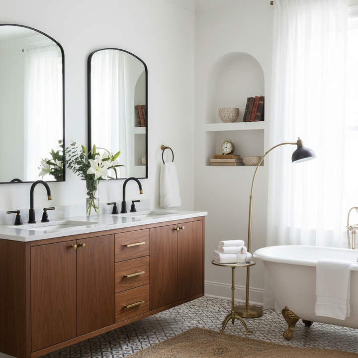 TORDERA BLACK ARCH VANITY MIRROR