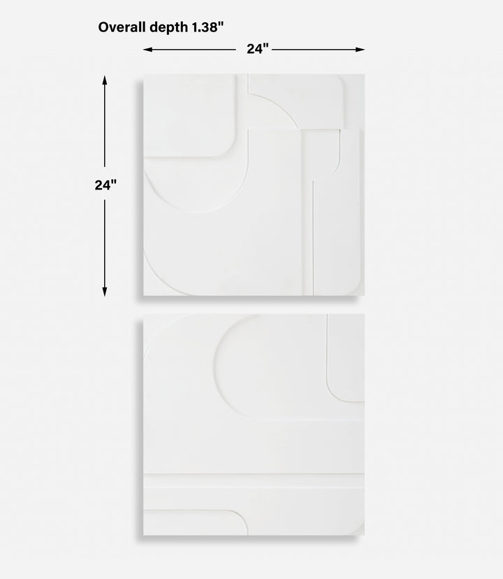 CONTOURS WHITE WALL TILES | SET OF 2