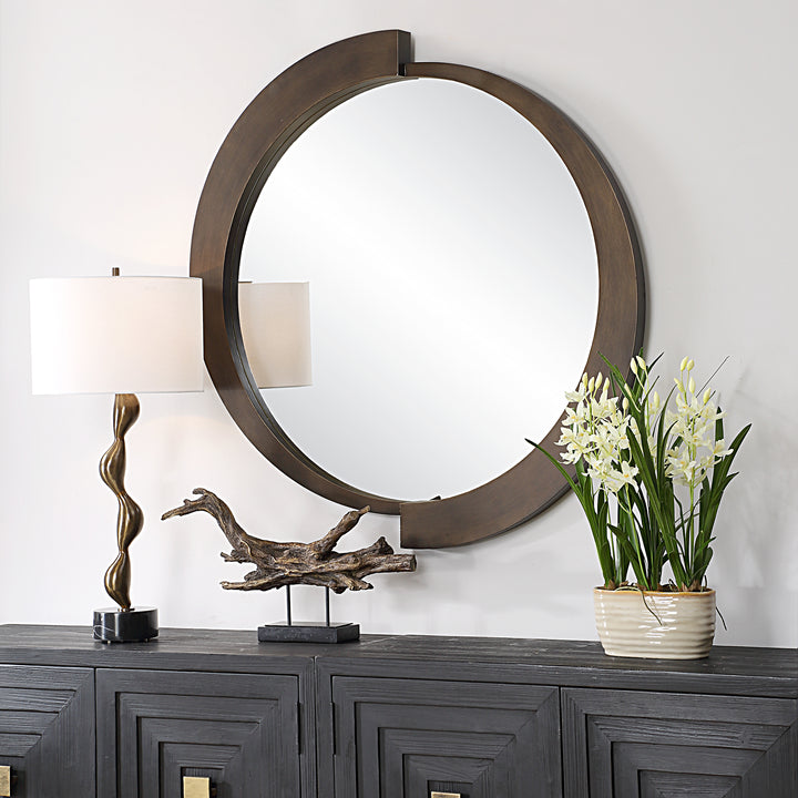 REVERSE BRONZE ROUND MIRROR