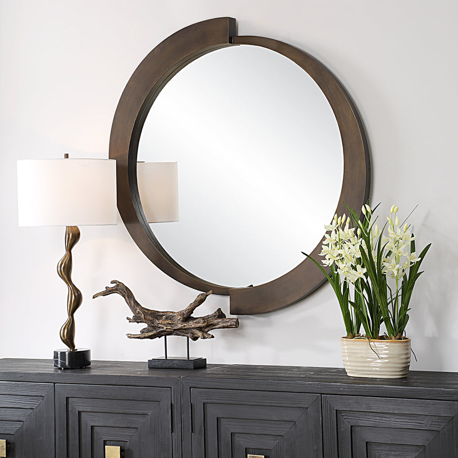 REVERSE BRONZE ROUND MIRROR