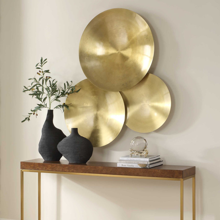 CYMBALIC ROUND BRASS WALL ART SET/3